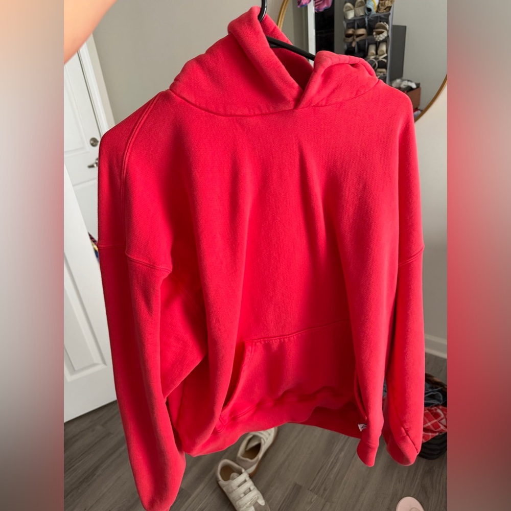 Bold Coral-Red Pullover Hoodie AKIMBO